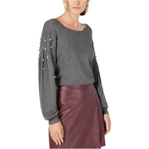 INC Pearl Drop Sweatshirt Sweater In Charcoal Gray Size L EUC
